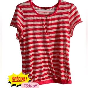 🌺San Francisco Coral Pink White Lace Medium T-Shirt🌺